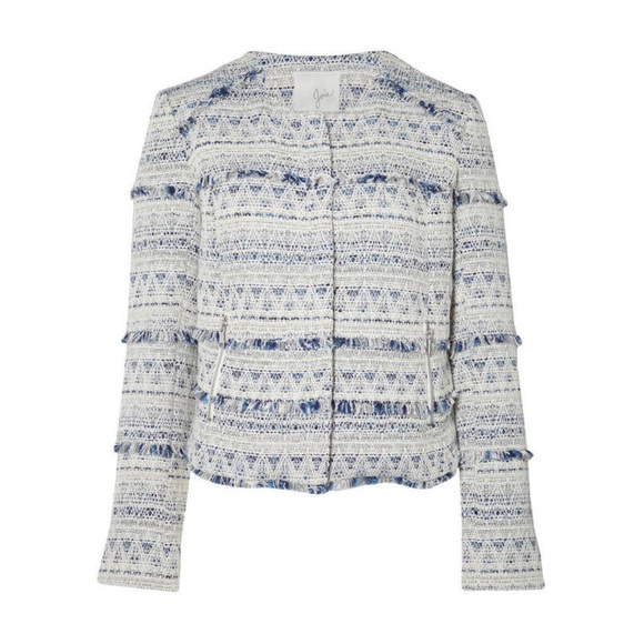 NEW Joie Tweed Fringe Boucle Moto Jacket Boho Size Small - Picture 7 of 14